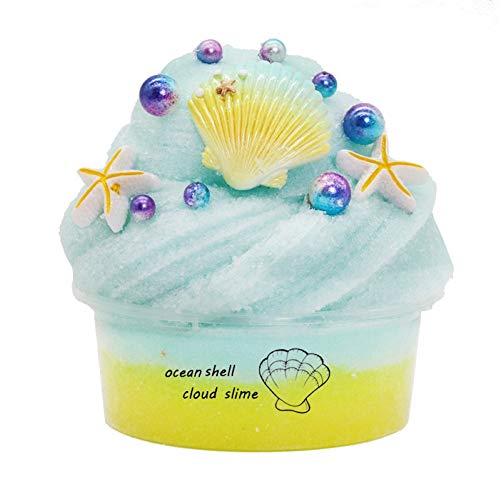 60ml Putty Slimes Frudge Putty Ocean Shell Stress Relieve Slime Parties Soft Fluffy Clay Plasticine Mud Modeling Clay Toy Putty Silly Putty for Kids Yellow + Green
