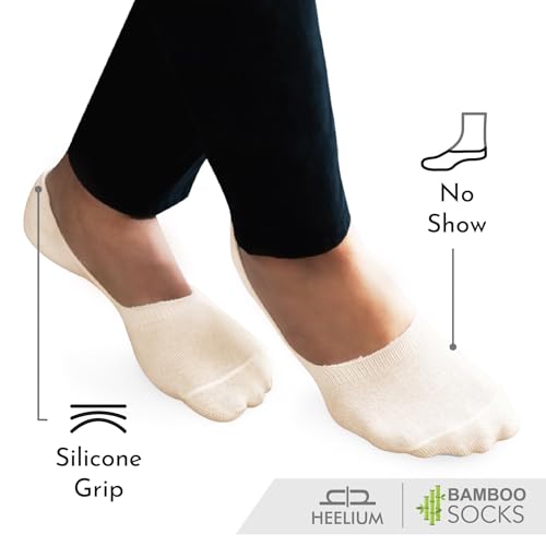 Image of HEELIUM Bamboo No Show Socks for Women | Odour Free & Breathable | 3X Softer than Cotton Socks | Low Cut Socks | Size (UK 3-7)