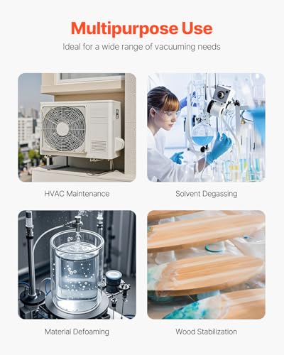 Image of VEVOR Vacuum Pump, 9 CFM, HVAC 2 Stage Rotary Vane Vacuum Pump, for R134a R22 R410a Systems, Auto AC Vacuum Pump Kit with Oil Bottle, for Automotive Air Conditioner Maintenance Resin Degassing