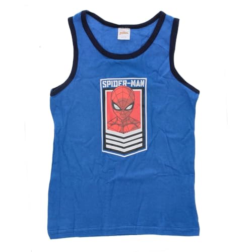2er Spiderman Unterhemd für Jungen - Kinder Tank Top Hemdchen Unterwäsche Sommer Kinder Geschenk (DE/NL/SE/PL, Numerisch, 134, 140, Regular, Grau/Blau)