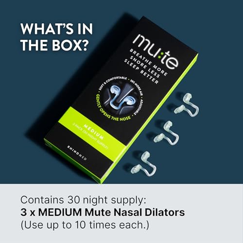 Rhinomed Mute Nasal Dilator for Snore Reduction - Anti-Snoring Aid Solution - Breathing Aids for Better Sleep - Comfortable Nose Vents to Improve Airflow (Medium, 3-Pk) - 7