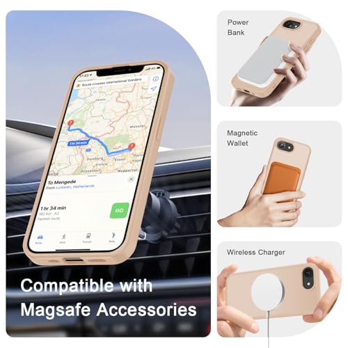 Image of YENAPOON for iPhone 17e Case, iPhone 16e Case, Matte Magnetic Phone Cover [with 1 Screen Protector] [Support for MagSafe] [Shockproof Military Grade Protection] Translucent Frosted Back, Coral Pink