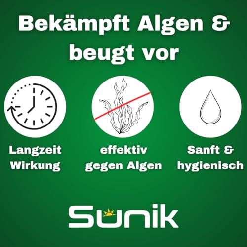 Sunik® Algizid für Pool 5L - vorbeugendes Pool Algenmittel schaumfrei mit Klareffekt für Algen im Whirlpool & Schwimmbad - Pool Algizid mit hoher Wirkstoffkonzentration - Algenvernichter Pool – Bild 4