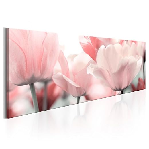 murando - Cuadro 120x40 - impresión en Material Tejido no Tejido - impresión artística fotografía Imagen gráfica decoración de Pared - Flores Tulipan Rosa b-B-0083-b-a