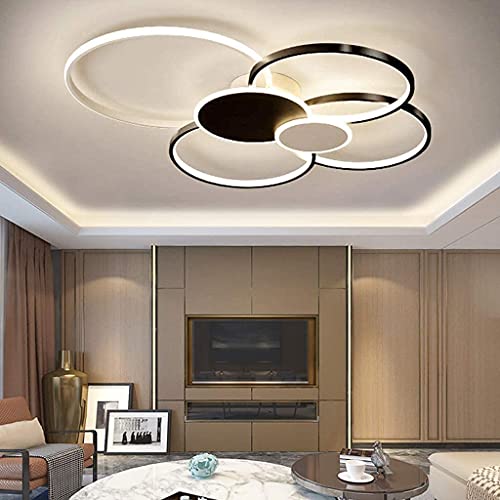 Plafonnier LED grand salon dimmable noir de 100cm et 93W avec télécommande - 3