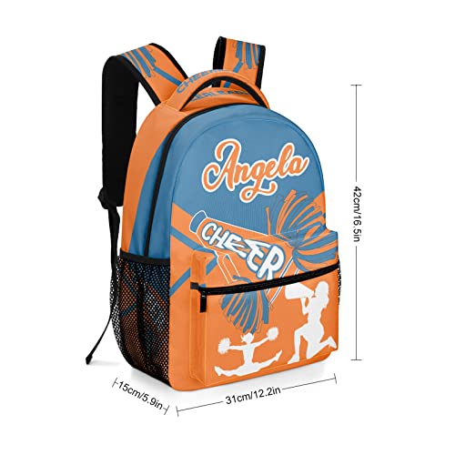 Personalized Cheerleader Backpacks Name Waterproof Laptop Bags Cheer Pom Orange Blue2