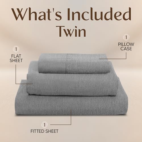 Image of Utopia Bedding Twin Sheet Set - 3 Piece Bed Sheets for Cal King Size Bed, Soft and Breathable Microfiber, Includes 1 Fitted Sheet, 1 Flat Sheet and 2 Pillowcases (Heather Grey)
