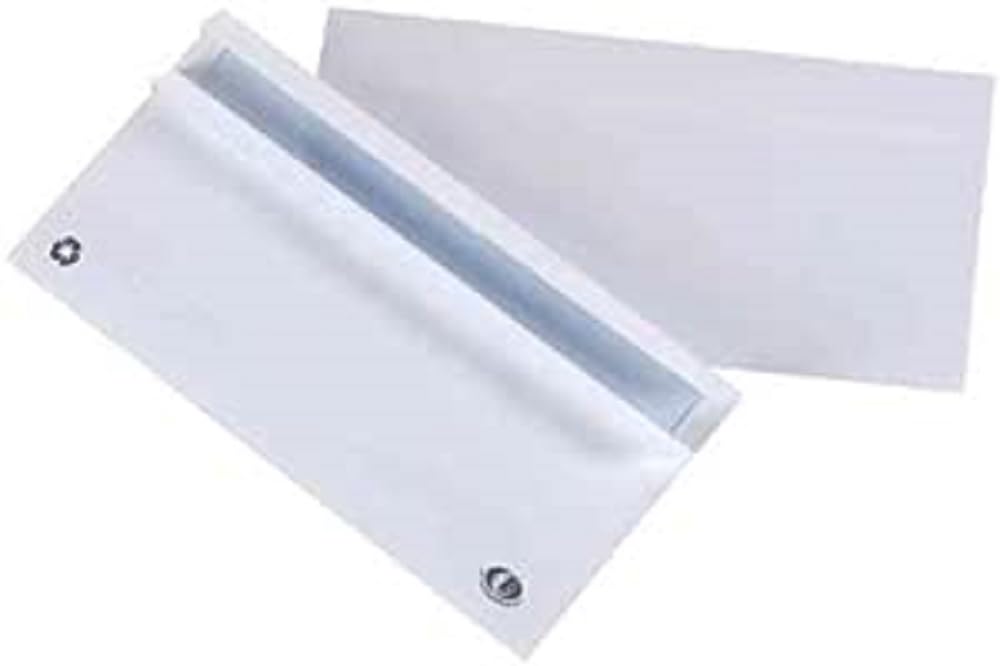 Oxford 100103175 Scatola di 500 buste autoadesive formato 110 x 220 mm Bianco