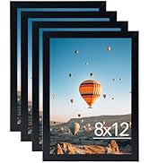 JCJMY 8x12 Picture Frame Set of 4 Black for Wall Hanging or Tabletop- Wall Mounting Horizontally ...