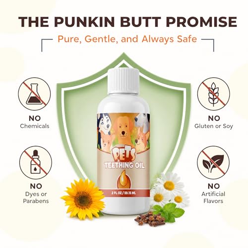 Image of Punkin Butt for Pets Puppy Teething Oil to Stop Chewing and Relieve Discomfort | All Natural, Organic, Safe for Dogs, Chemical-Free (2 oz)