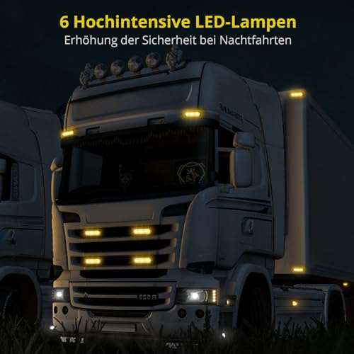 PROZOR Frontblitzer LED 4 PCS Warnleuchte 6 CREE LED Blitzer 12V / 24V Autolicht Orange 18 Modi Blitzlicht für PKW LKW