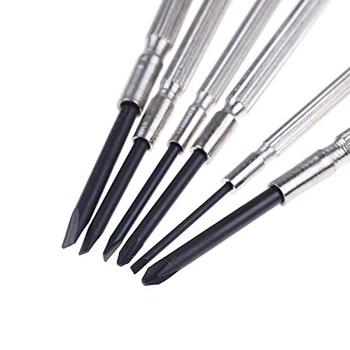 Precision Screwdriver Set,Small 6Pcs Different Size Flathead and Phillips Screwdrivers for Eyeglass, Toys,Watch, Jewelers, Electronic Devices, Game Controllers, DIY Projects (6PCS, Black)