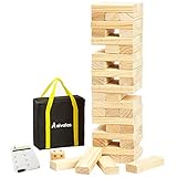 Aivalas 56 PCS Giant Tumble Tower, Wooden Stacking Block Game with Scoreboard&Carrying Bag, Classic Outdoor Backyard Lawn Game for Kids Adults Family (Grows to Over 4.2 FT)