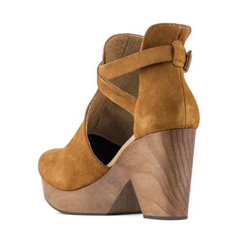 Women Platform Rounded Toe Cutout Ankle Boots Strap Buckles Cork Chunky High Heel Booties Casual Work Office Shoes Size 4-16 US4