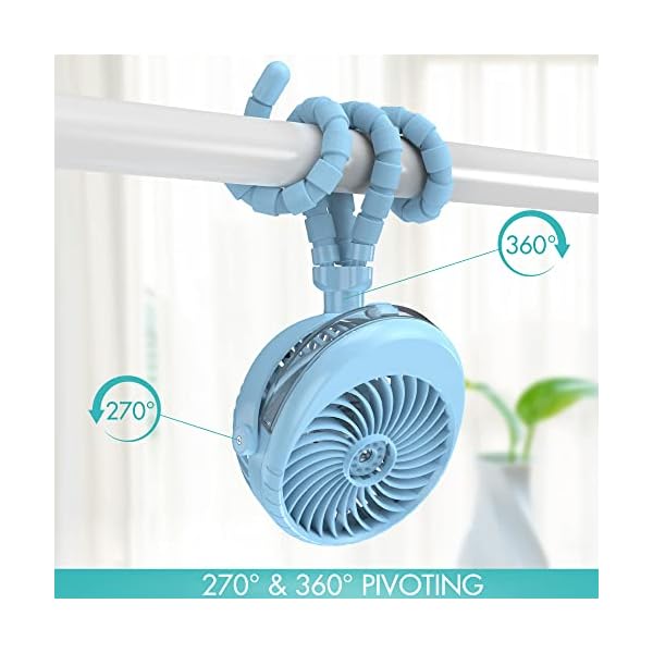 Misting Baby Kinderwagen Ventilator, Persönlicher Handventilator mit 3 Starken Geschwindigkeiten, Batteriebetriebener… – Bild 5