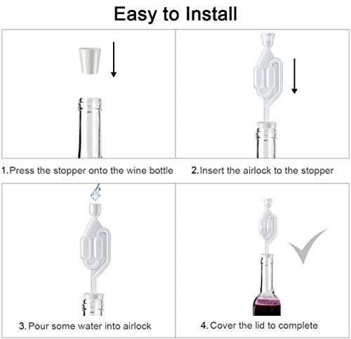 WJMY Barboteur Fermentation Airlock Bubbler 4pcs Plastique Barboteurs Transparent avec Bouchon pour Kit de Vin de Fermentation à Domicile - Image 8