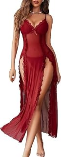 Xivir Women Lingerie Lace Babydoll Chemise Sexy Mesh Nightdress V Neck Nightwear Side Split Nightgown Price In India