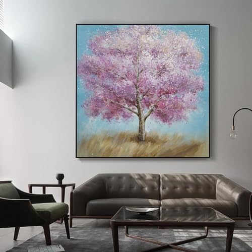 Toile abstraite fleurs et arbres 60x60cm pour réveiller la décoration murale du salon