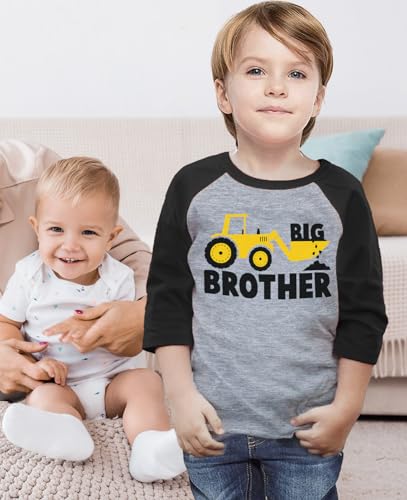 Tstars Tractor Construction Big Brother Shirt Sibling Boys Toddler Kids 3/4 Sleeve Baseball Jersey T-Shirt2