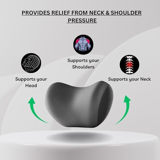 TENDULA Car Neck Rest Pillow for Head Rest Memory Foam Neck Support, Car Pillows and Cushions for Head & Neck Support in Travel for All Car Support, (Grey) 2 41lbi71adNL