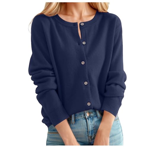 Womens Sweaters Cardigan Dressy Button Down Cardigans Sweater Lightweight Long Sleeve Crewneck Knit Open Front Tops