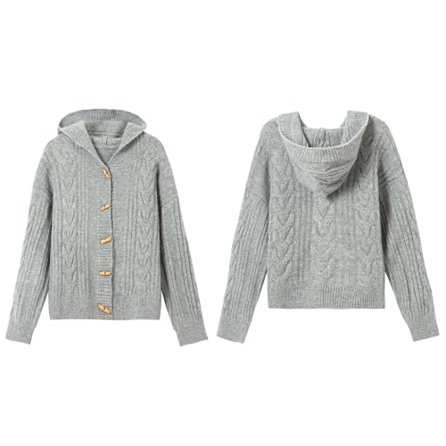 Women's Hooded Cardigan Sweater Winter Warm Button Down Knit Coat Long Sleeve Open Front Casual Outwear3