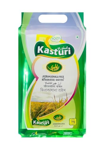 Kasturi Gold Jeerakasala Bardhaman Quality Ghee Rice, Kaima rice 2 Kg - Premium Aromatic South Indian Neychoru Variety