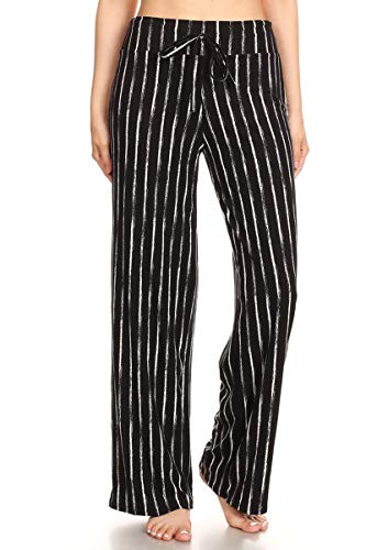 Image of Leggings Depot Women's Wide Leg Drawstring Pajama Pants for Lounge, Sleep | Soft, Breathable Poly-Span, Drawstring Waist, Comfy, Casual, Yoga, Everyday