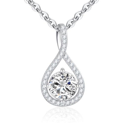 Cosie Lily San Valentín Regalos Mujer Collar Plata de Ley 925 Infinito Colgante con Zircone, Gargantilla Joyas Regalo Original para Esposa Novia Mamá