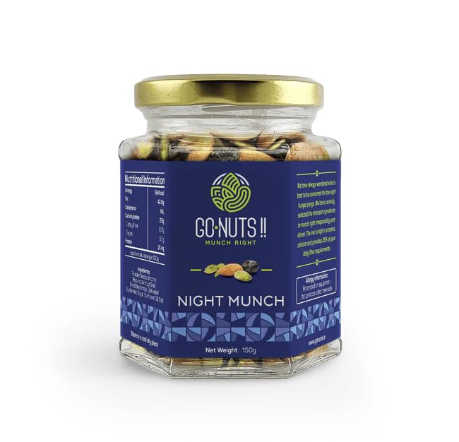 Go Nuts Night Munch - Healthy Late Night Snack | Pumpkin Seeds, Pistachios, Almonds & Dried Blueberries | High in Protein, Calcium & Fiber | Tasty & Fitness-Friendly | Perfect for Netflix Nights (150) (B0D9Y59TVM) Amazon Price History, Amazon Price Tracker