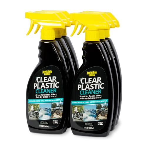Image of Invisible Glass 92084-6PK Clear Plastic Cleaner for Cars, Motorcycles, RVs, Boats, Helmet Visors, Golf Carts, Acrylic and Vinyl Windows, Streak-Free, Haze-Free, Prevents Static, 22 Fl Oz, Pack of 6