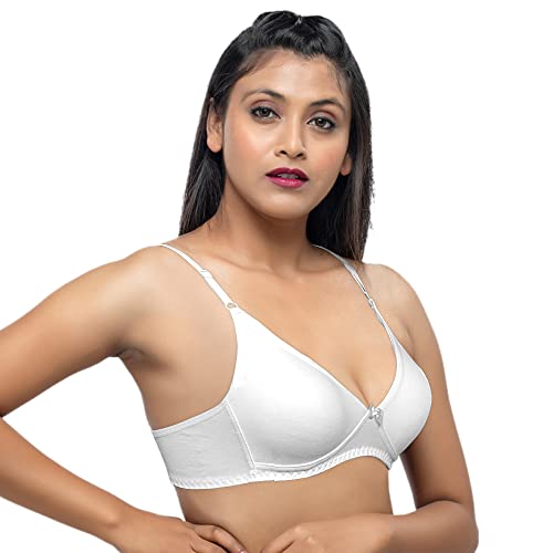 Image of Daisy DEE Women Girls Cotton Seamless Full Coverage Non Padded T-Shirt Bra in White Color-ZING-30B