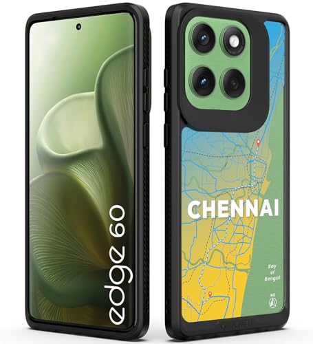 Image of KAPAVER GPS Edition Back Cover Case Compatible with Motorola Edge 60 (PC + TPU) (Chennai-Black)