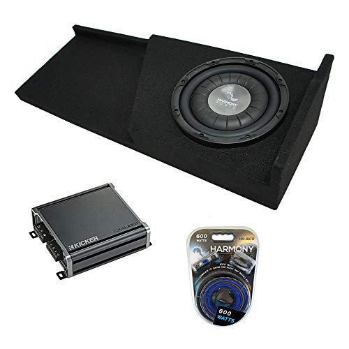 Harmony Audio F104 Bundle Compatible with Chevy Silverado Ext Cab Truck 2007-2013 Single 10 Sub Box & CXA400.1
