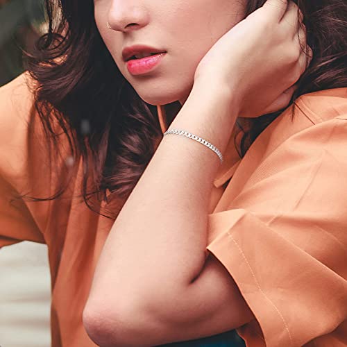 Ochcoh 925 Sterling Silver Bracelets For Women 8 Inch Silver Bracelets For Women Diamond Cut Silver Cuban Link Bracelet For Women 5Mm Womens Sterling Silver Bracelet Chain Bracelet For Women Jewelry #TOP1