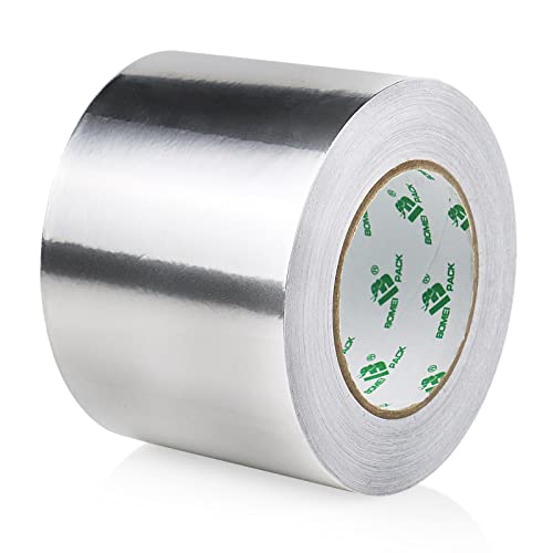 BOMEI PACK Large Ruban adhésif en aluminium - 100 mm x 50 m - ruban métallique très résistant, résistant à la chaleur, parfait pour l'étanchéité et le...