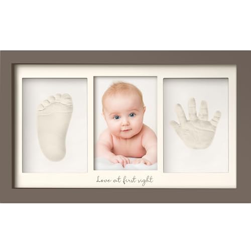 Image of KeaBabies Baby Hand and Footprint Kit - Clay Handprint Keepsake Frame, Newborn Nursery Picture Frame, Personalized New Mom Gifts for Shower & Registry, First Mother's Day (Taupe)