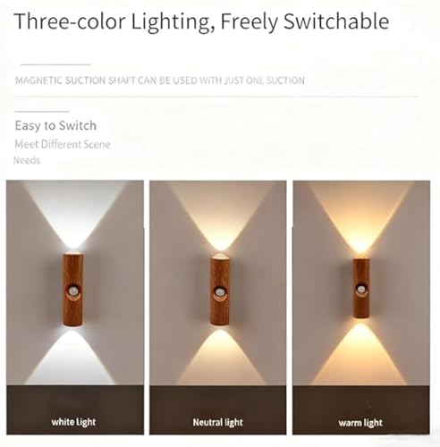 XLDZR Luz ambiental con sensor de movimiento LED inteligente recargable, luz nocturna LED recargable inteligente, luces LED magnéticas con sensor(3 Color,6) - imagen 5