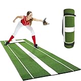 Softball Pitching Mat 10' X 3' TP Rubber Fastpitch Mound Turf Matt 5mm Bottom Antislip Foam Portable Baseball Pitchers Equipment for Adults Indoor Outdoor Practice