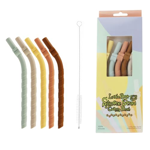 Image of 5Pcs Wide Silicone Straws: Reusable, Bendable, Dishwasher Safe - Includes Brush, Ideal for Smoothies, Kids, Tumblers & Eco Gifts