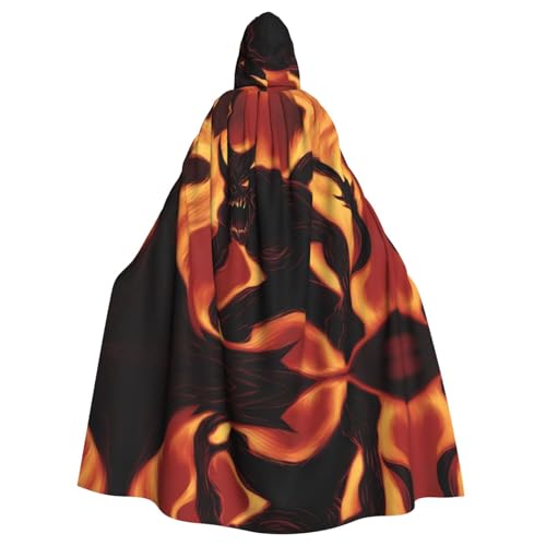 Veste à capuche démon flamme longue, la cape de fête idéale pour homme et femme