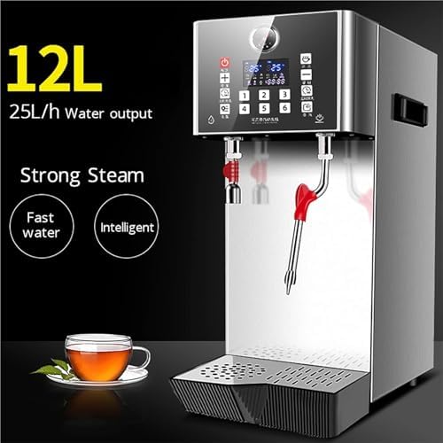Commercial Steam Milk Frother Machine, Fully-Automatic Electric Foam Maker with Digital Panel and 6 Temperature Levels for Coffee and Milk