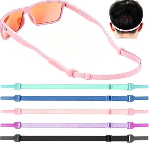 Image of KSACLE Adjustable Glasses Strap, Upgrade 4 Pack No Tail Eyeglass Straps, Universal Fit Rope Eyewear Retainer, Sport Unisex Sunglass Retainer Holder Strap for Men, Women and Kids (Multi, 7-11 inch)