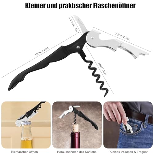 4 PCS Waiter's Corkscrew, Wine Opener with Foil Cutter, Waiter's Friend, Professional Wine Key for Servers, Bottle Opener, Beer Opener, Wine Accessory - Image 5