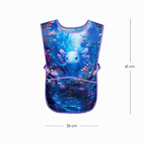Baagl Kinderschürze Mädchen Jungen Kochschürze Kinder, Schürze Malschürze Bastelschürze für Kinder (Axolotl) – Ansicht 4