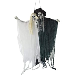 Wanna Party Scary Skeleton Couple Ghost, Halloween Hanging Ghost Decoration, Haunted House Prop Décor, Halloween Outdoor…