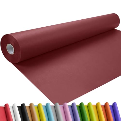 Image of SMART&CASUAL 36 inch x 1,500 inch (125') Wine Red Kraft Craft Paper Roll for Gift Wrapping Bulletin Board Bouquet Flower Art Packing Parcel Table Covering 80GSM 55LB (Wine Red, 36 inch x 125')