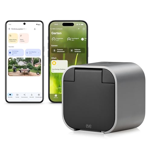 Eve Energy Outdoor (Matter): Smarte Außensteckdose, Feuchtraumsteckdose, IP44, Aufputz, Verbrauchsmessung, erfordert Thread Border Router, funktioniert mit Alexa, Apple Home, Google Home, SmartThings