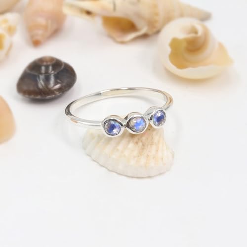 Bague en argent 925 avec pierre de lune véritable style joaillerie