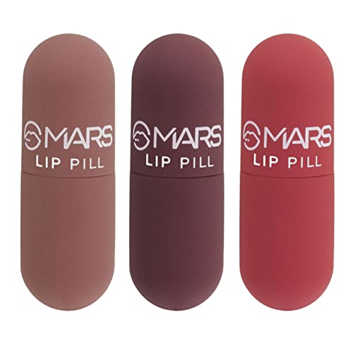 Image of MARS Mini Lip Pill High Pigmented Matte Lipstick Set of 3 | Transfer Proof & Smudge Proof | Travel Friendly (3.1 gm*3) (01-Romantic-Red)